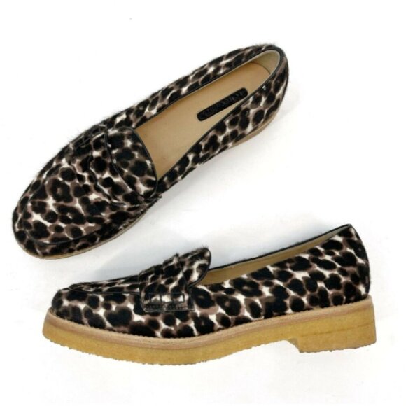 LONGCHAMP Le Pliage Genuine Calf Hair Penny Loafer Black...